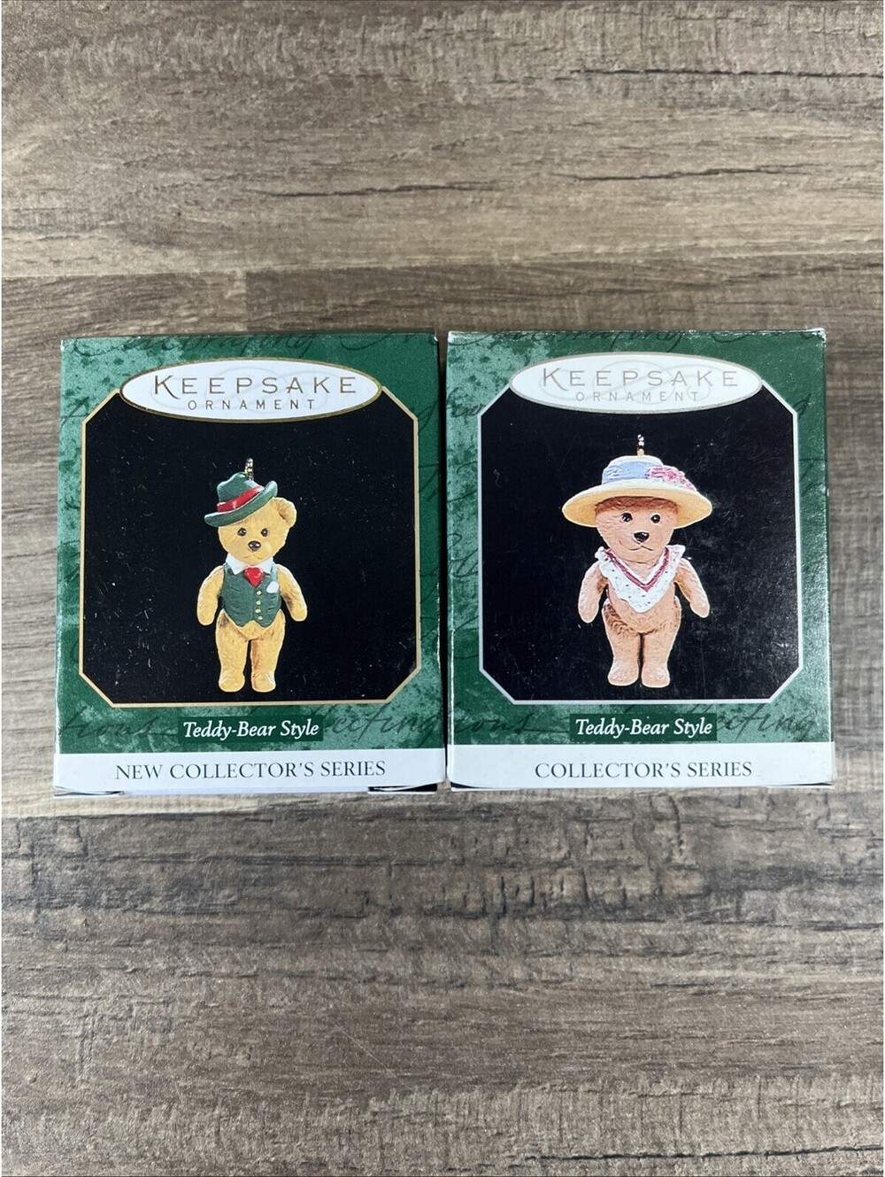 2 Hallmark Keepsake Collectible Ornament Teddy Bear Style